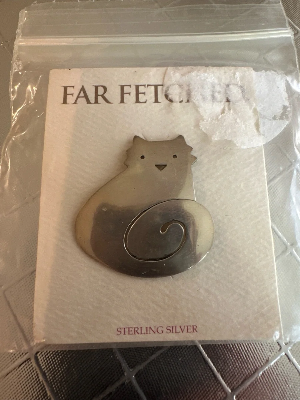 Far Fetched Sterling Silver Cat Brooch - Silver